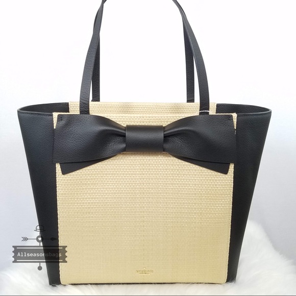 Kate spade Olive Drive Straw Savannah Tote Bow Bag - Picture 6 of 8
